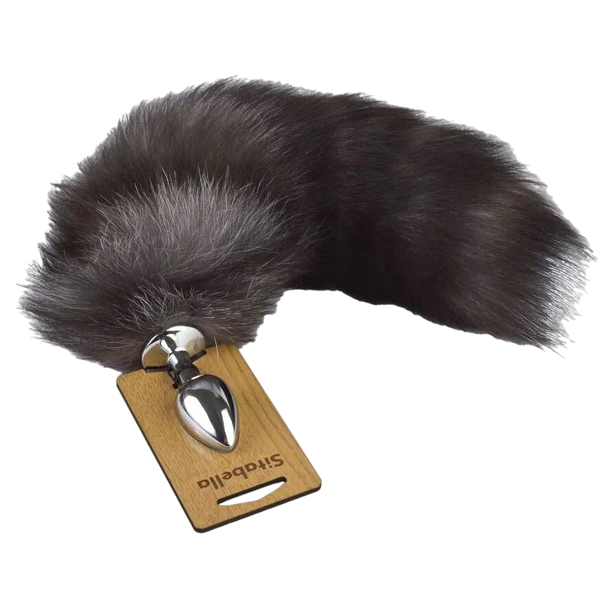 Анальная пробка Sitabella с пушистым хвостиком серебристая