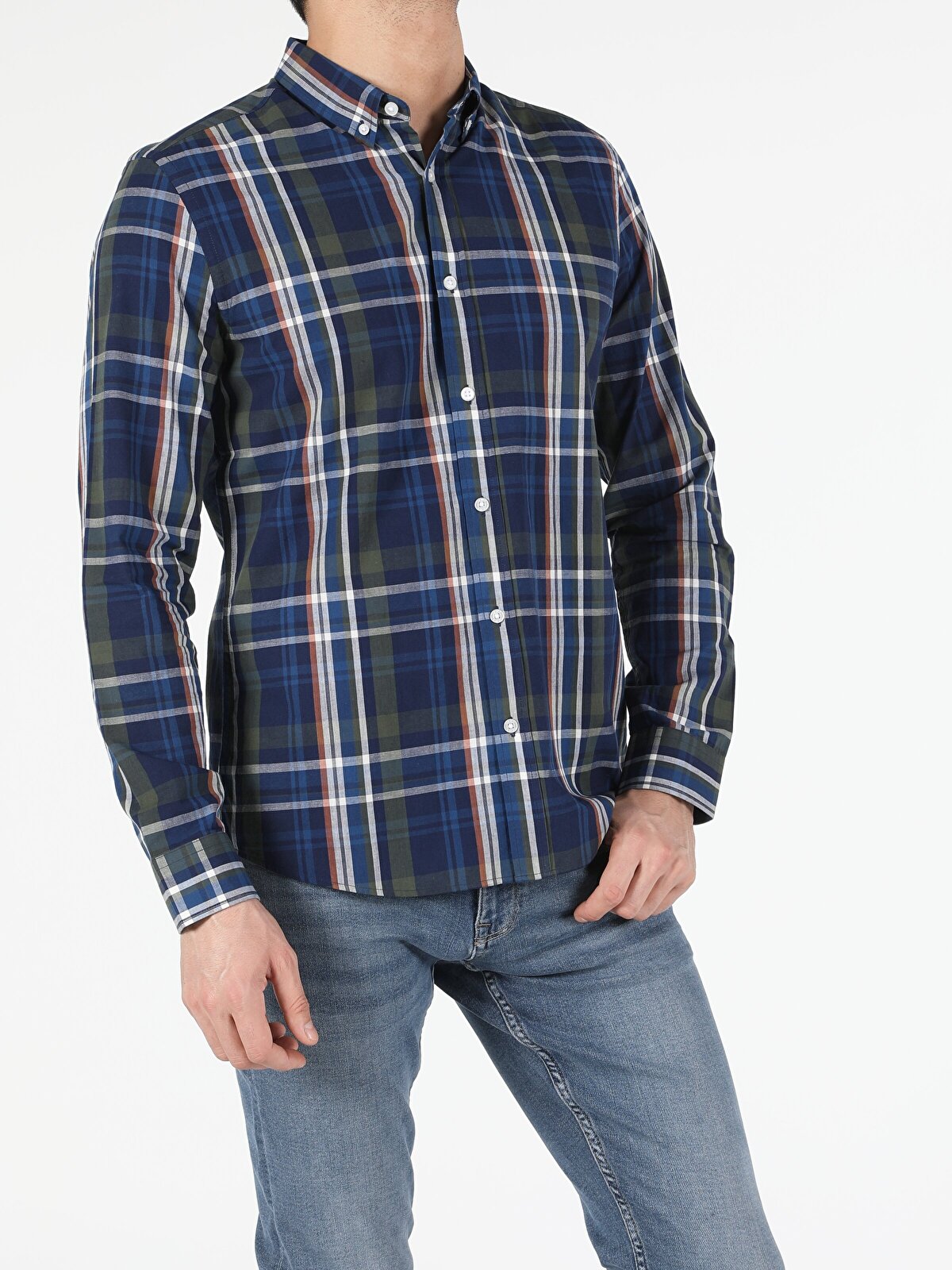 Рубашка мужская Colins CL1052920_Q1.V1 синяя S