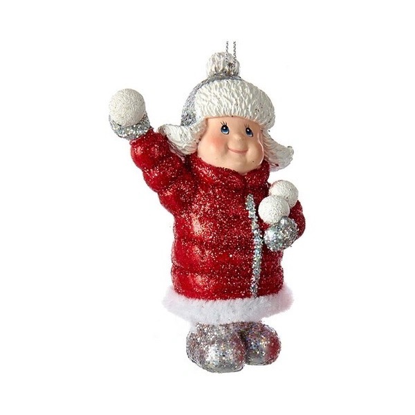 Елочная игрушка Kurts Adler Фанни бейби со снежками полистоун eli--C6775-2 1 шт. красный