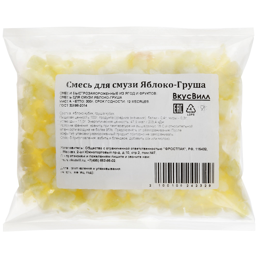 

Смесь для смузи из яблока и груши Айс 0,3 кг