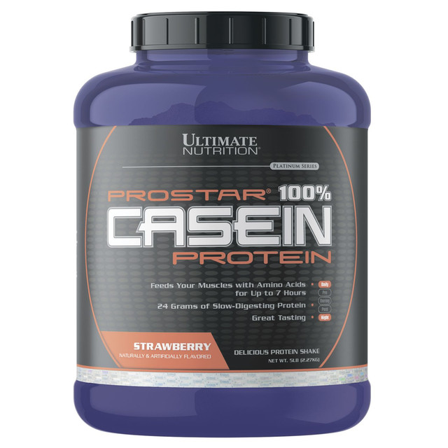 фото Бад ultimate nutrition prostar 100% casein со вкусом клубника, порошок 2270 гр