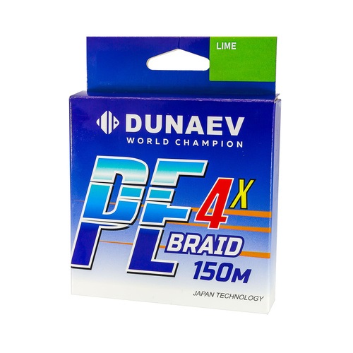 Шнур плетёный Dunaev Braid X4 150 м 0.32 мм, 26.5 кг цвет зелёный