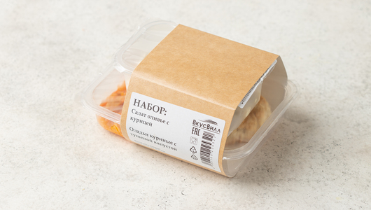 

Салат ВкусВилл Оливье и оладьи куриные с тушеной капустой 350 г