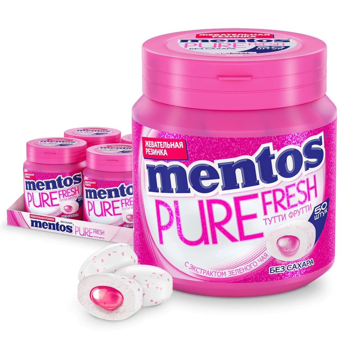 Жевательная резинка ментос, Mentos Pure Fresh Тутти-Фрутти, 4 шт х 100 г