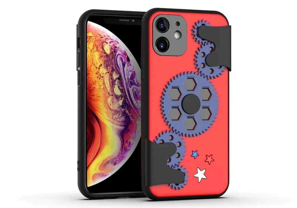 

Чехол силиконовый для iPhone 11 6.1" Steampunk (стимпанк) красный с синим, Красный;синий, iPhone 11 6.1" Spiner series (антистресс)