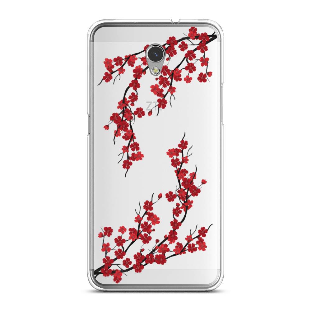 

Чехол на ZTE Blade V7 "Красная сакура", Красный;черный, 131150-2
