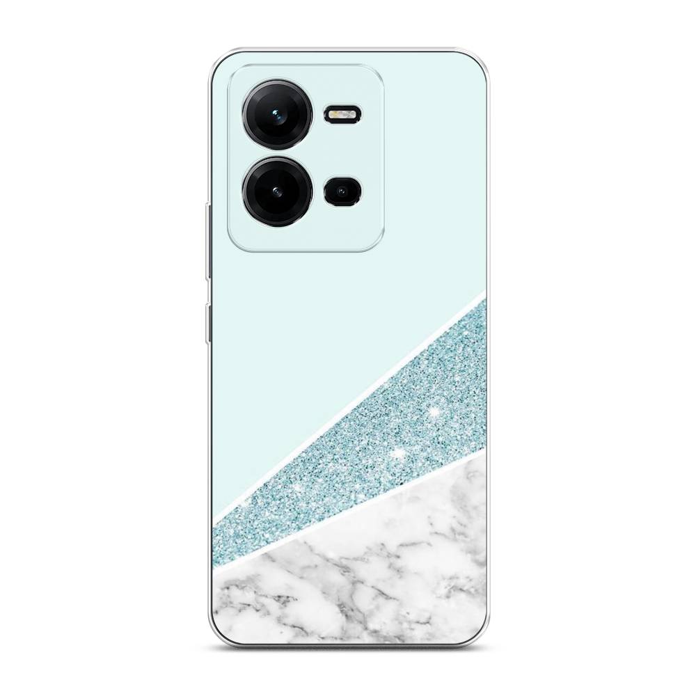 

Чехол Awog на Vivo V25e / Виво V25e "Мрамор с голубыми блестками", Голубой;белый
