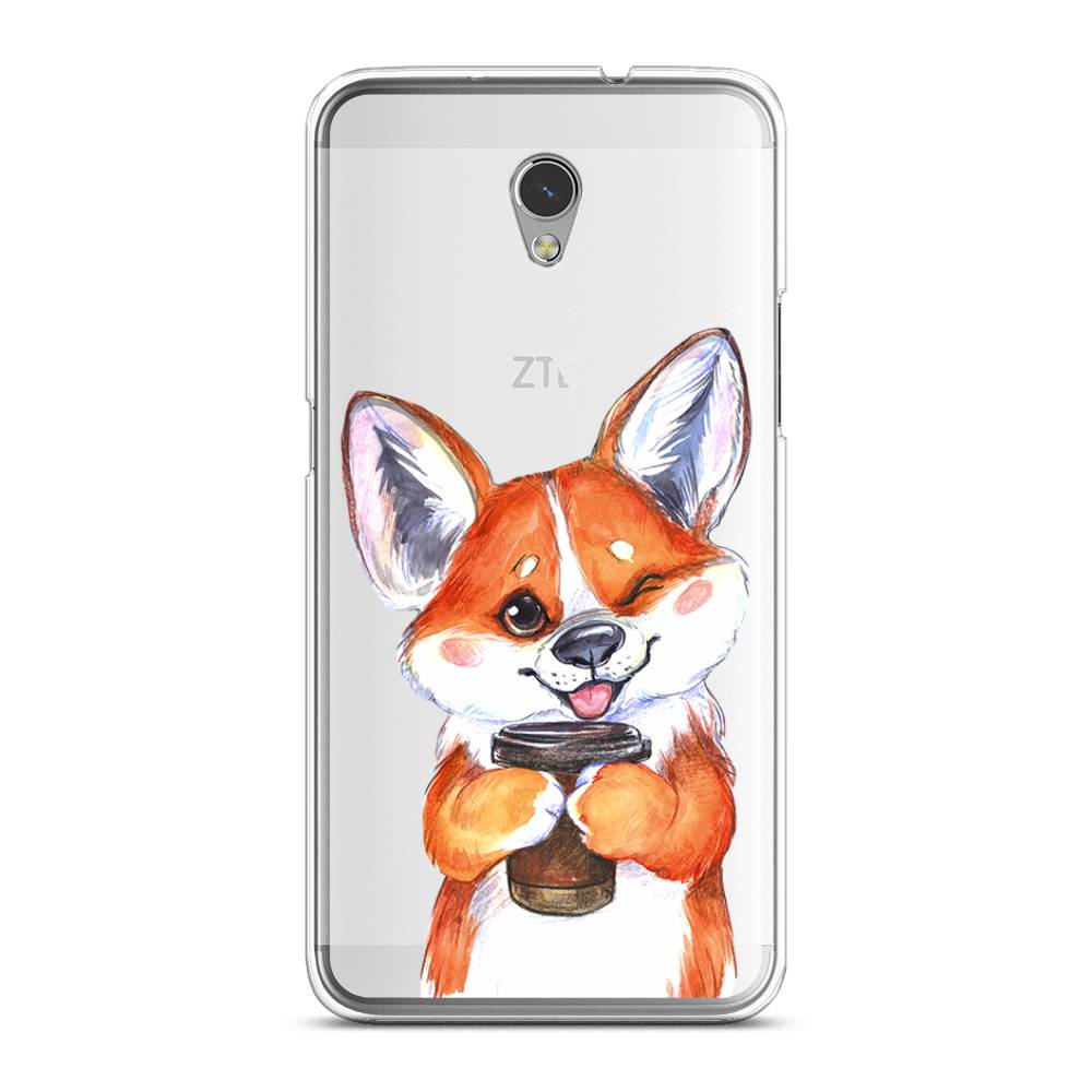 

Чехол на ZTE Blade V7 "Корги с кофе", Оранжевый;белый, 131150-4