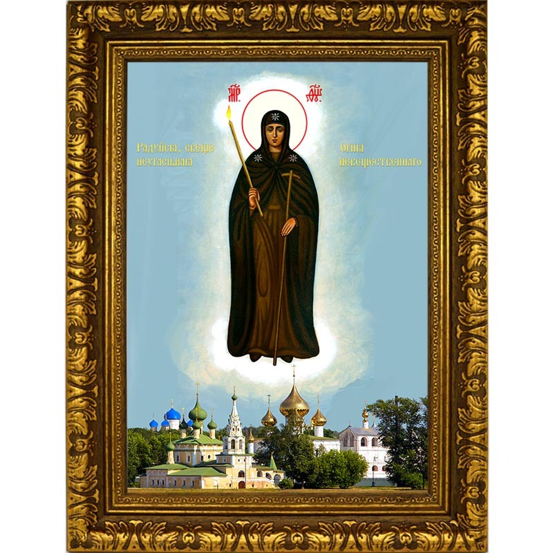 

Неугасимая Свеча (Вратарница Угличская). Икона Божьей Матери на холсте.