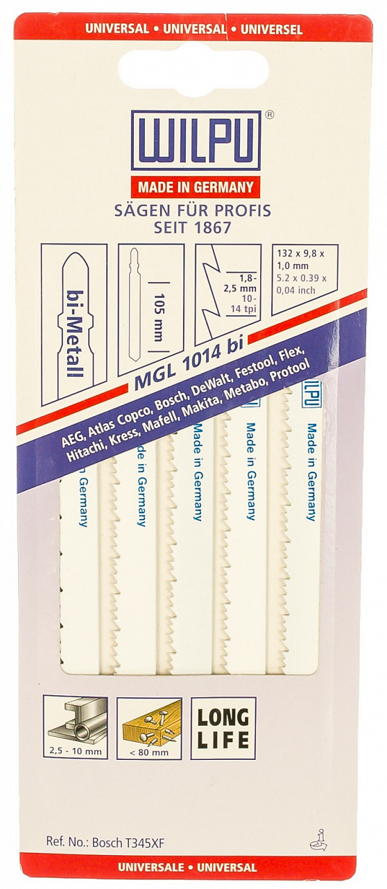 

Пилки MGL1014bi WILPU, 0263100005, 5 шт.