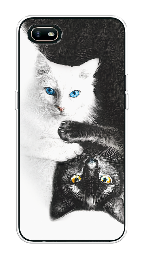 

Чехол на Oppo A1k "Коты Инь-Янь", Черный;белый;голубой, 252150-1