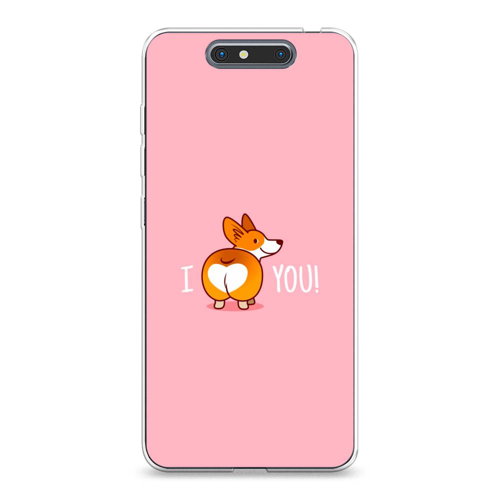 

Чехол на ZTE Blade V8 "Корги I love you", Розовый;коричневый;белый, 131250-1