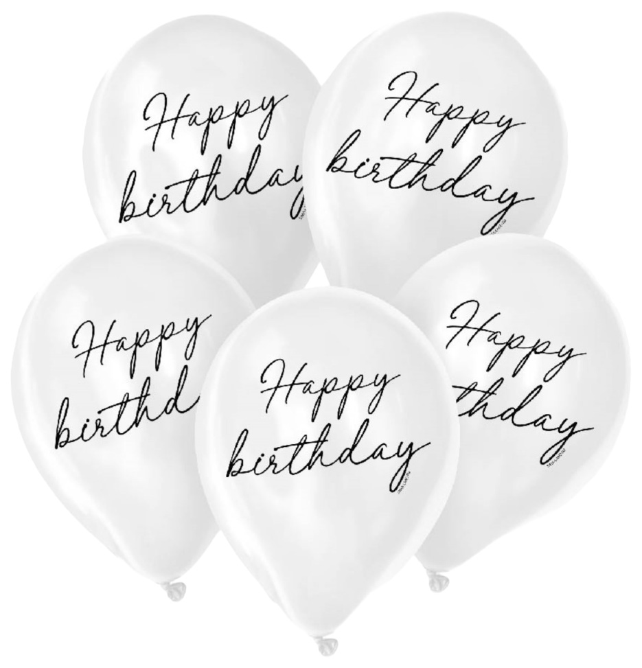 

Шар латексный 12" Happy birthday, классика, 25 шт., Белый