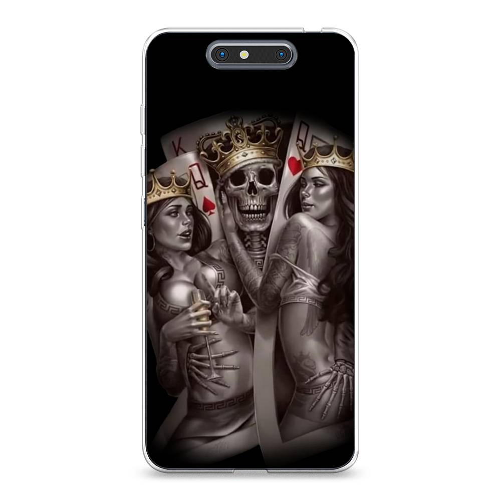 

Чехол на ZTE Blade V8 "Карты король и королевы", Серый;желтый, 131250-6