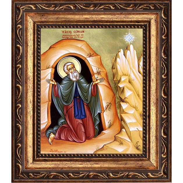 

Симон (Симеон) Мироточивый Преподобный Симонопетрский. Икона на холсте.