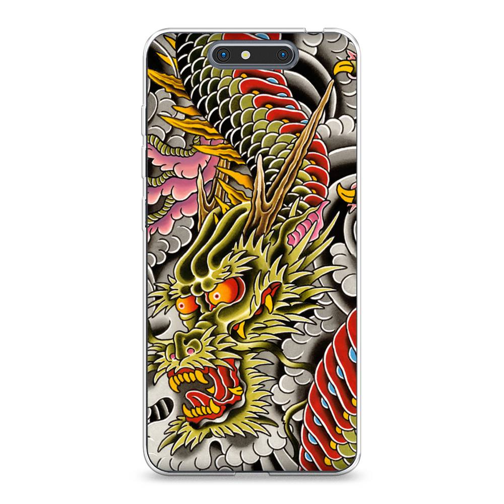 

Чехол на ZTE Blade V8 "Японский дракон", Желтый;розовый;красный, 131250-4