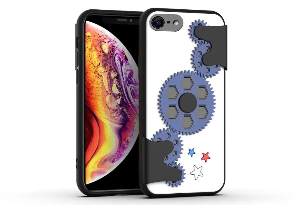 

Чехол силиконовый для iPhone SE 2020 / 7 / 8 Steampunk (стимпанк) белый с синим, Белый;синий, iPhone SE 2020 / 7 / 8 Spiner series (антистресс)