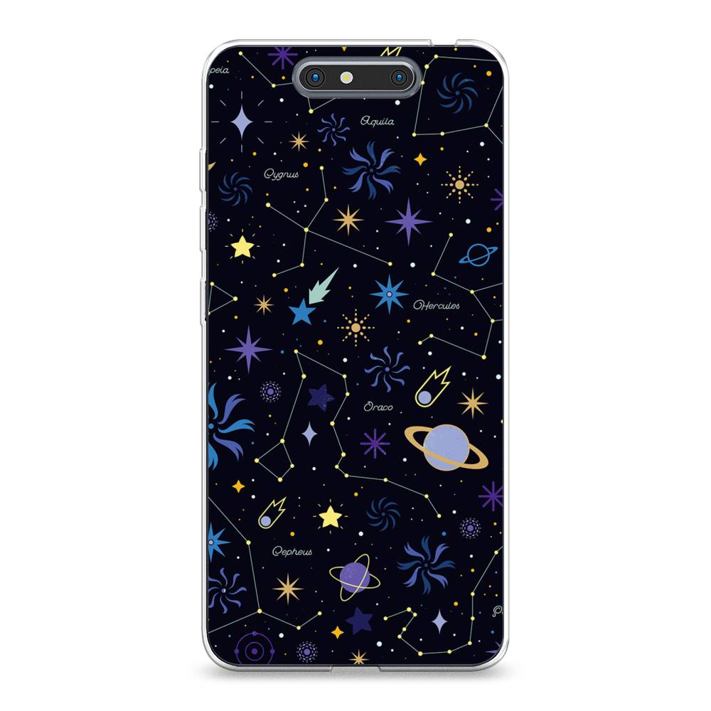 

Чехол на ZTE Blade V8 "Цветной космос", Желтый, 131250-2
