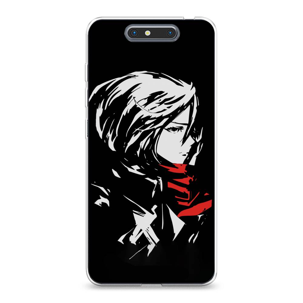 

Чехол на ZTE Blade V8 "Микаса минимализм", Черный;серый;красный, 131250-4