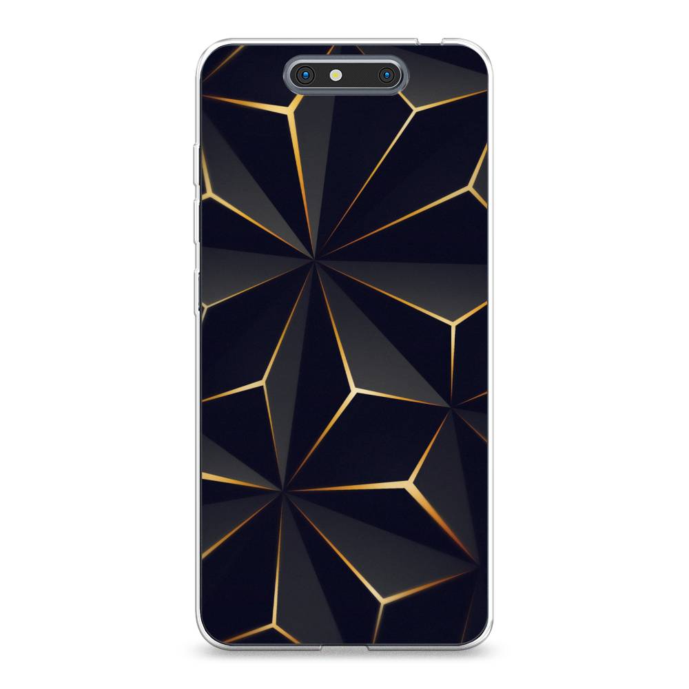 

Чехол на ZTE Blade V8 "Черные полигоны", Золотистый;черный, 131250-3