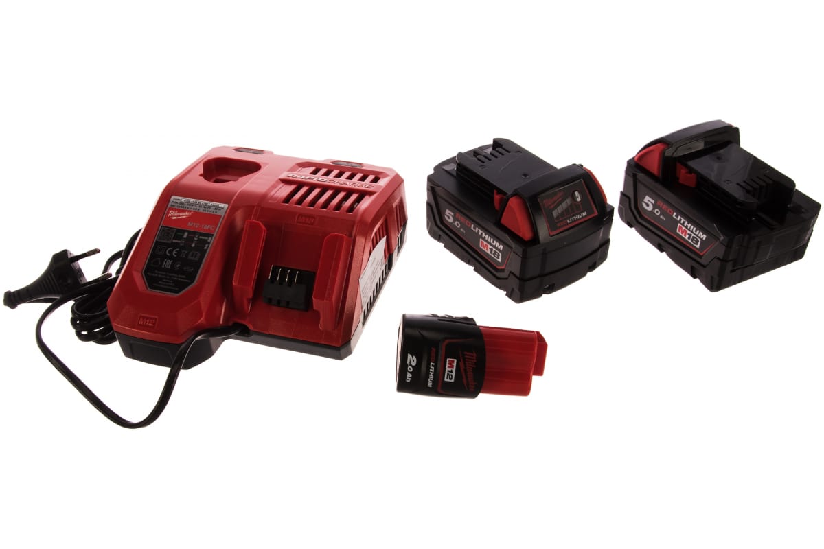 фото Milwaukee m18 nrg-502 энергокомплект - 2 аккумулятора 18в, 5 а*ч + зарядное устройство nobrand