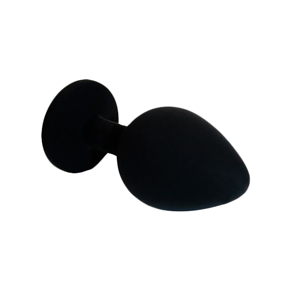 Анальная пробка Kanikule силиконовая с радужным кристаллом черная 7 см