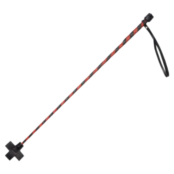 Стек Sitabella кожаный с крестообразным наконечником красно-черный 70 см