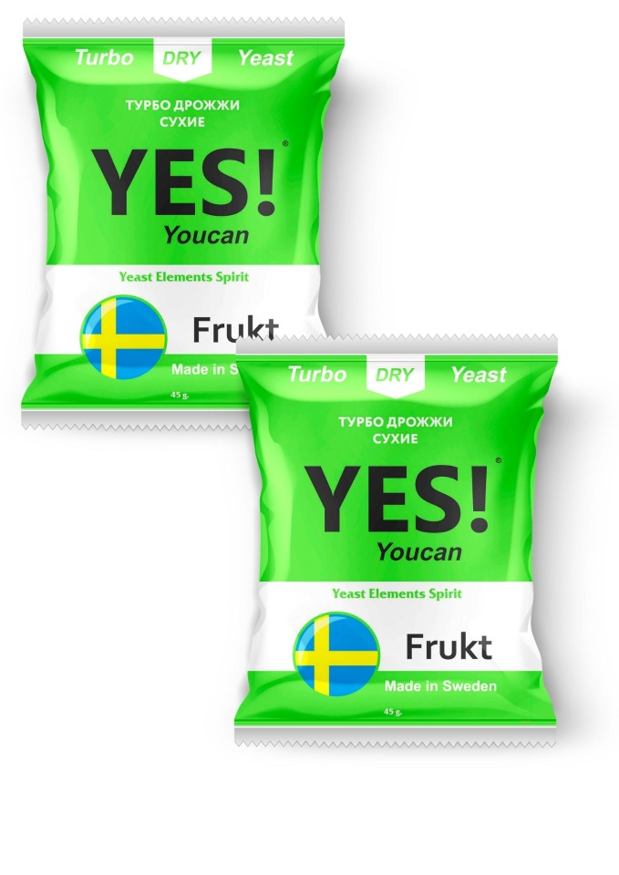 

Спиртовые турбо дрожжи YES! Frukt, 2х45гр (2 штуки в комплекте), Frukt