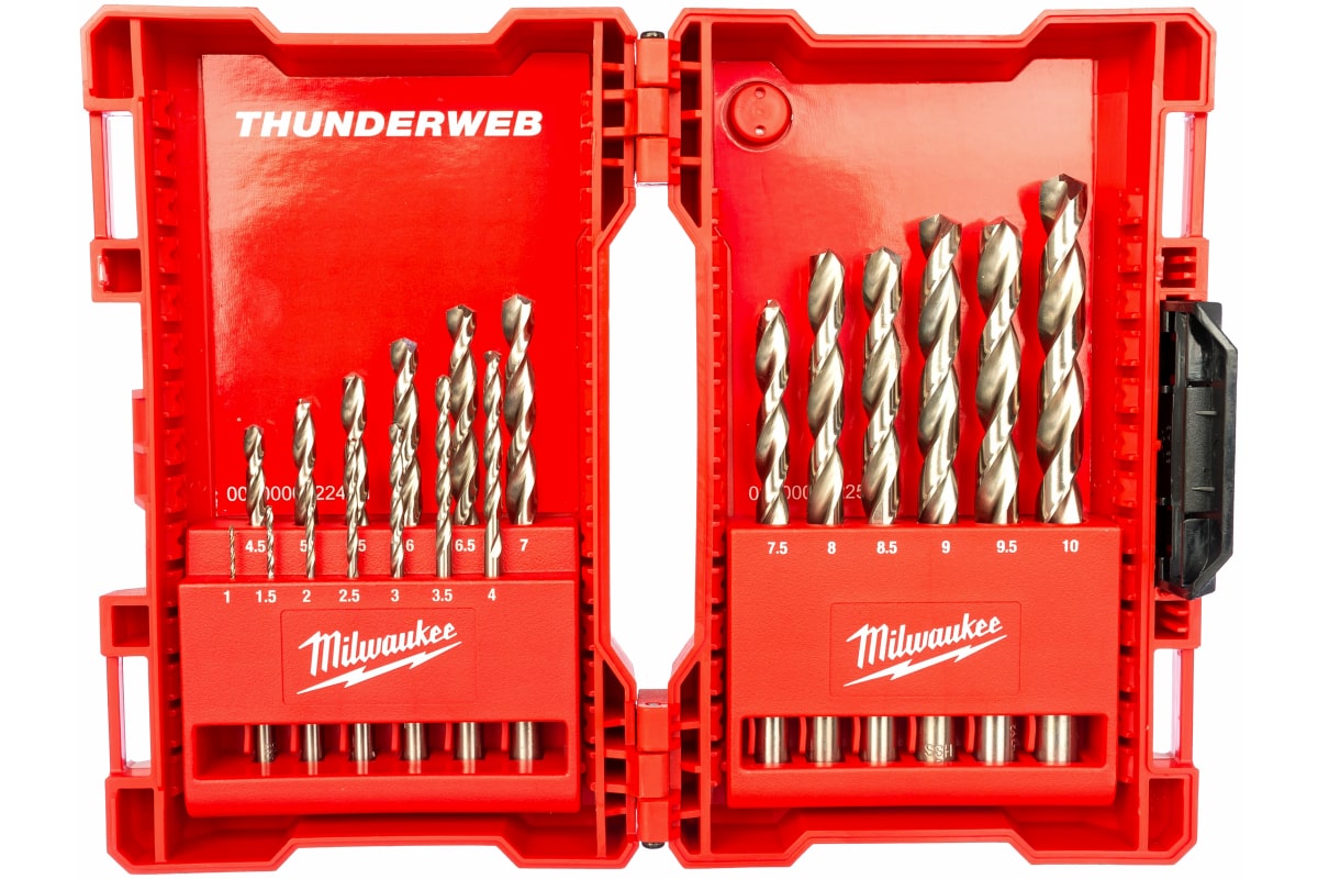 фото Milwaukee набор сверл по металлу hss-g thunderweb (19 шт.) 4932352374 nobrand