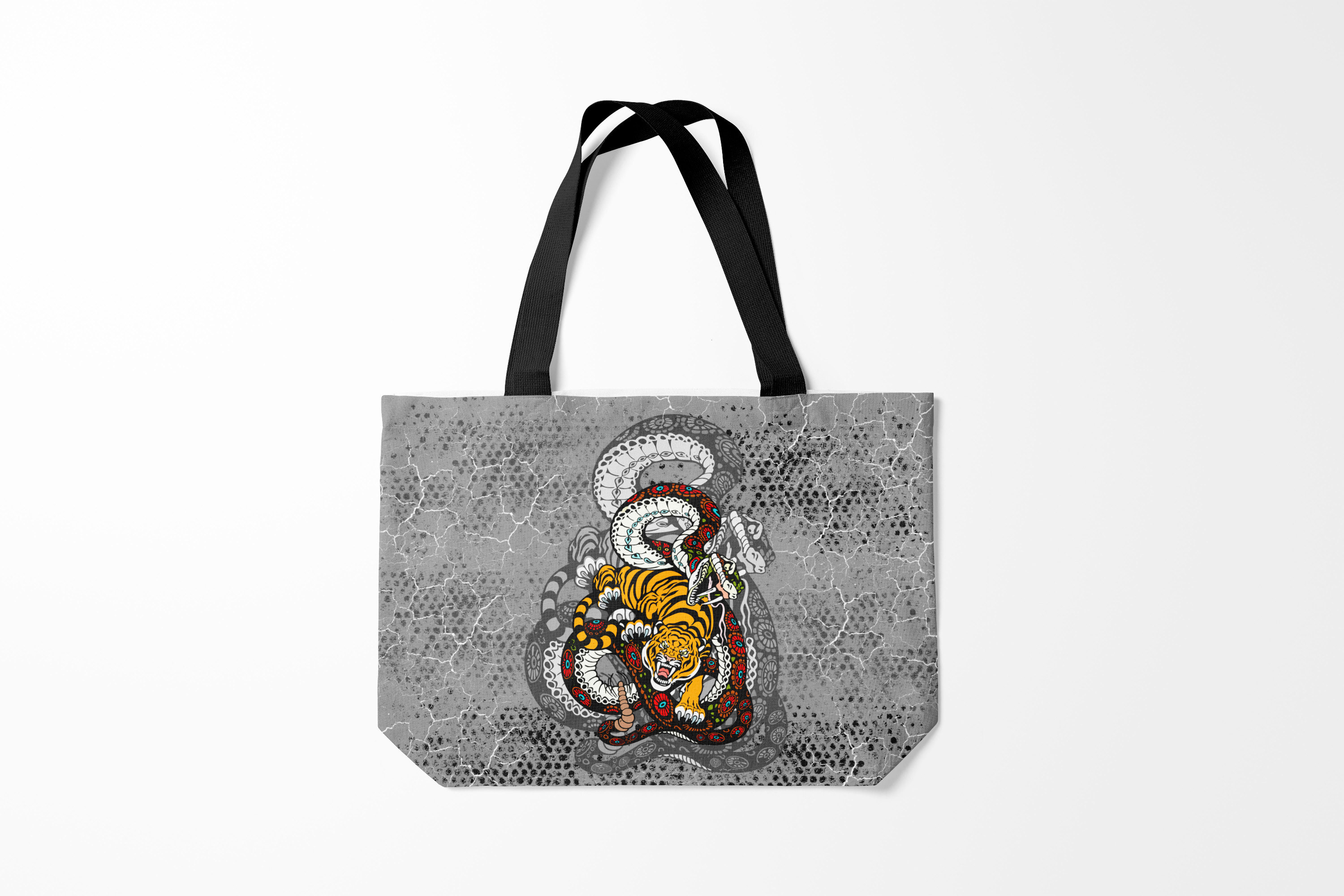 

Сумка шoппер унисекс Burnettie Tiger Snake Fight, серый, Tiger Snake Fight