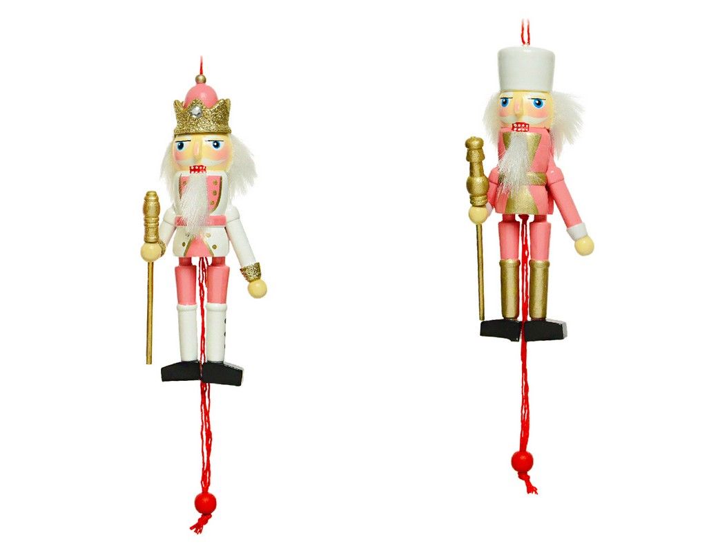 Елочная игрушка Kaemingk Щелкунчик-марионетка деревянный eli--551226-1 1 шт. розовый