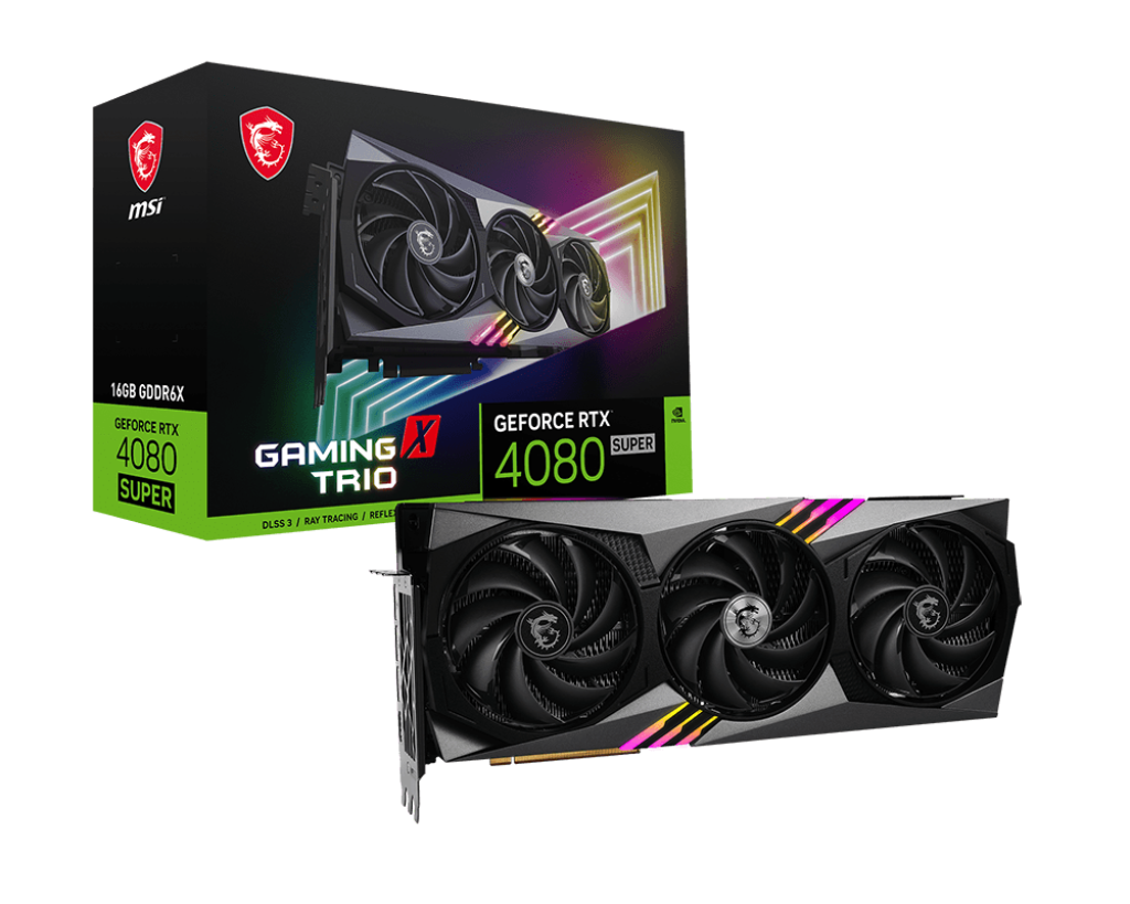 

Видеокарта MSI NVIDIA GeForce RTX 4080 SUPER GAMING X TRIO, Черный, GeForce RTX 4080 SUPER GAMING X TRIO