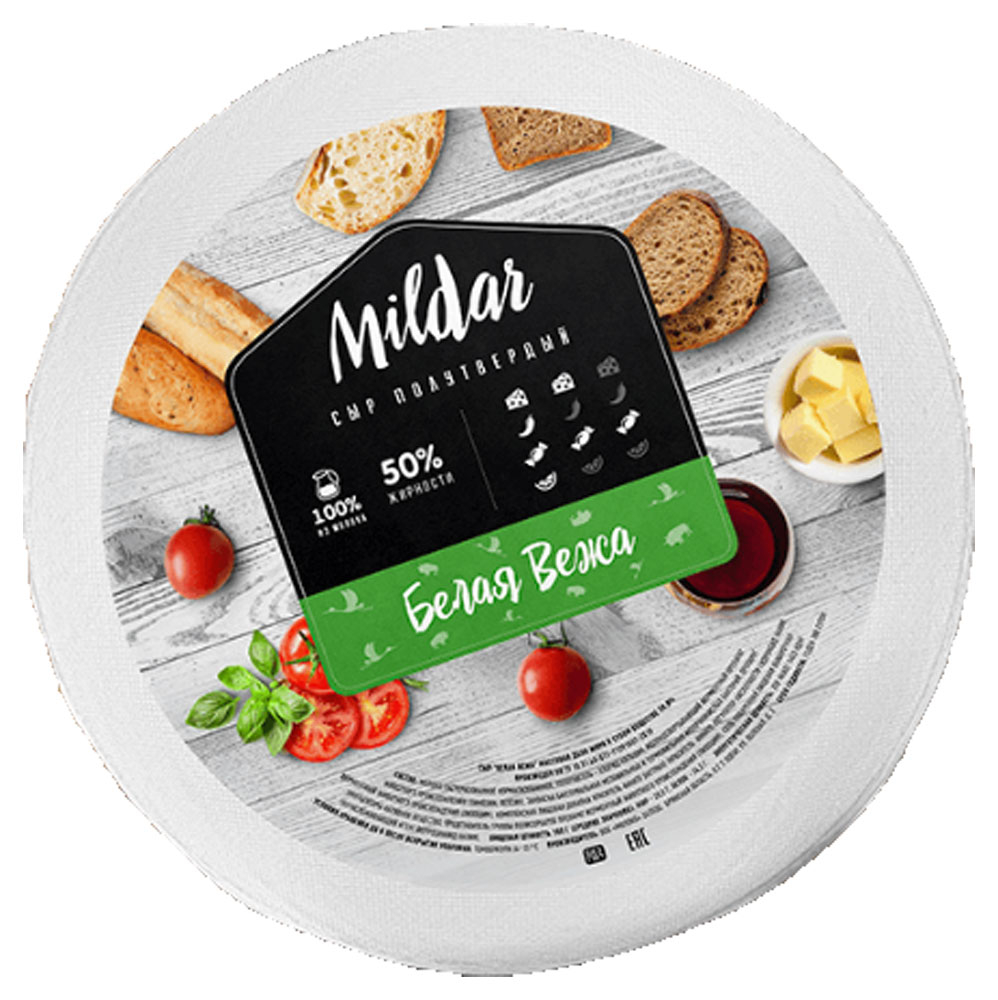 

Сыр полутвердый Mildar Белая Вежа 50%
