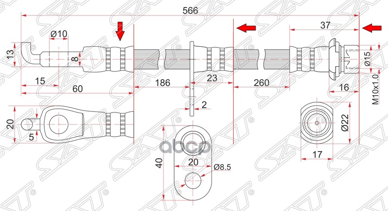 

ШЛАНГ ТОРМОЗНОЙ ПЕРЕДНИЙ (ТАИЛАНД) TOYOTA BB/CARGO/IST/PLATZ/PORTE/PROBOX/RAUM/VITZ/WILL/Y