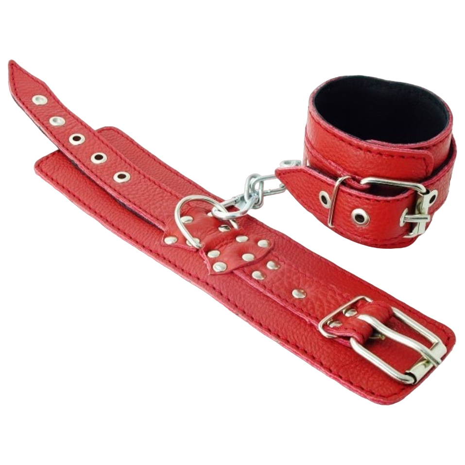 Наручники Sitabella кожаные с цепочкой красные