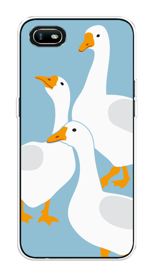 

Чехол на Oppo A1k "Гусиное трио", Голубой;белый;серый;желтый, 252150-1