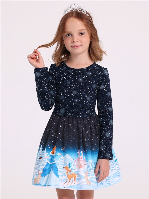 Платье детское Апрель 1ДПД2998804ня, темно-синий, 104