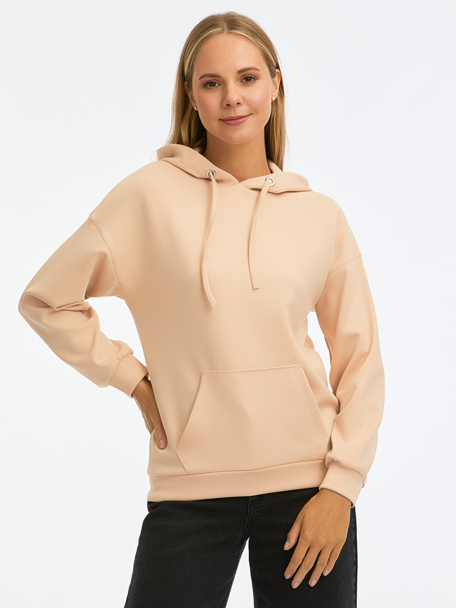 

Худи женское oodji 15408017 бежевое 2XL, Бежевый, 15408017