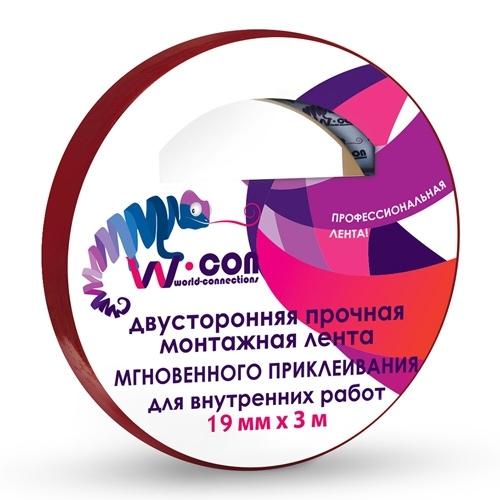 Двухсторонняя лента W-Con 19х3.0м прозрачная