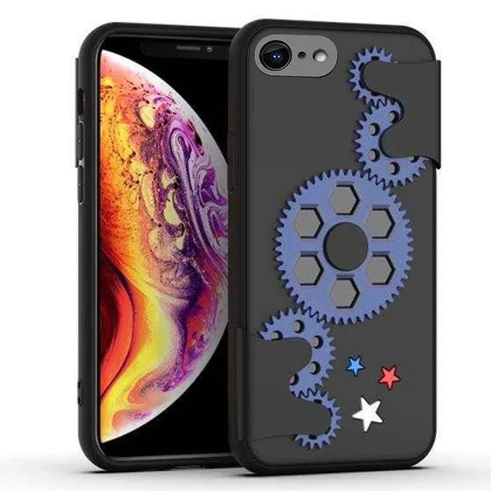 

Чехол силиконовый для iPhone SE 2020 / 7 / 8 Steampunk (стимпанк) черный с синим, Черный;синий, iPhone SE 2020 / 7 / 8 Spiner series (антистресс)
