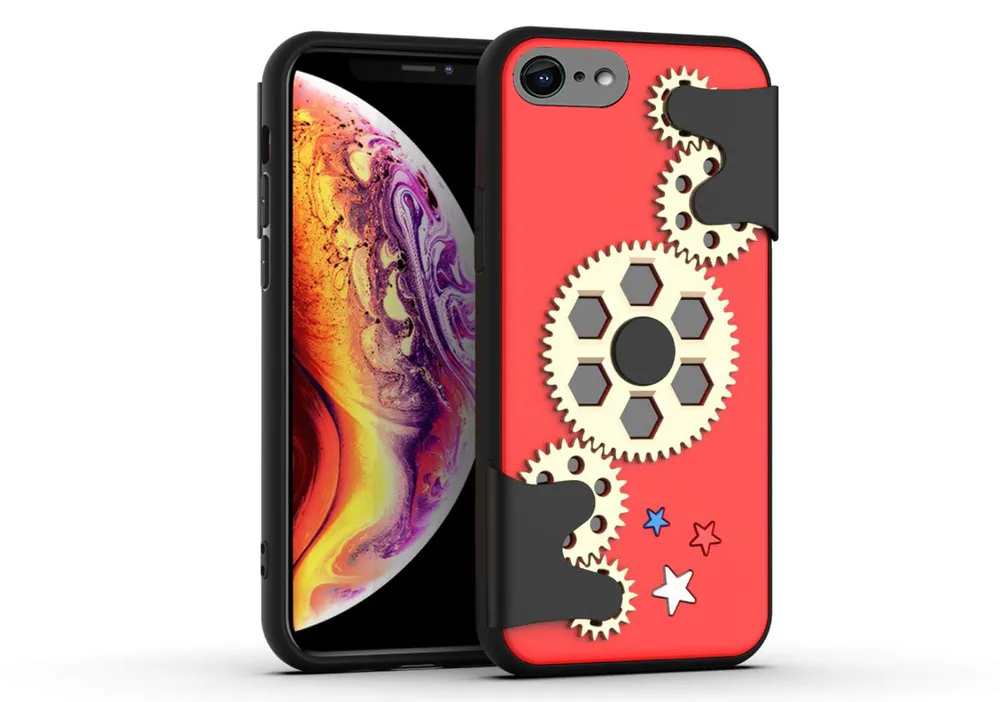Чехол силиконовый для iPhone SE 2020 / 7 / 8 Steampunk (стимпанк) красный с золотом