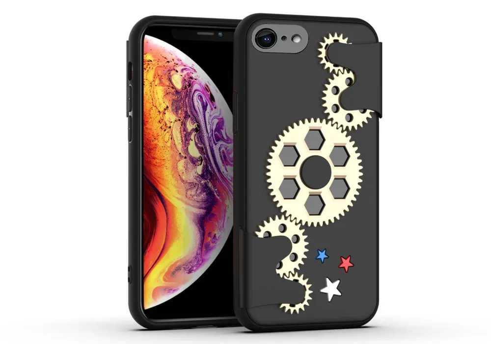 Чехол силиконовый для iPhone SE 2020 / 7 / 8 Steampunk (стимпанк) черный с золотом