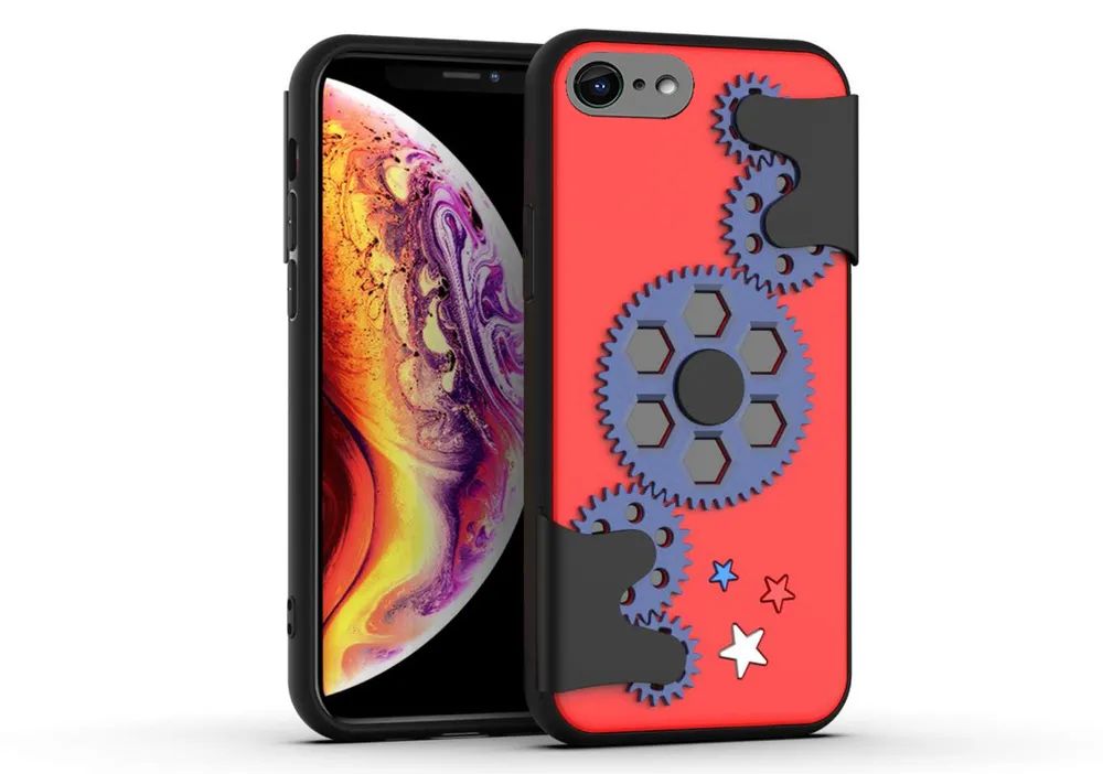 Чехол силиконовый для iPhone SE 2020 / 7 / 8 Steampunk (стимпанк) красный с синим
