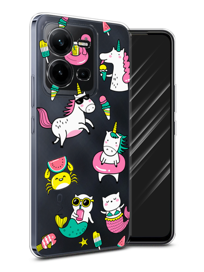 

Чехол Awog на Vivo V25e / Виво V25e "На отдыхе", Белый;голубой;розовый