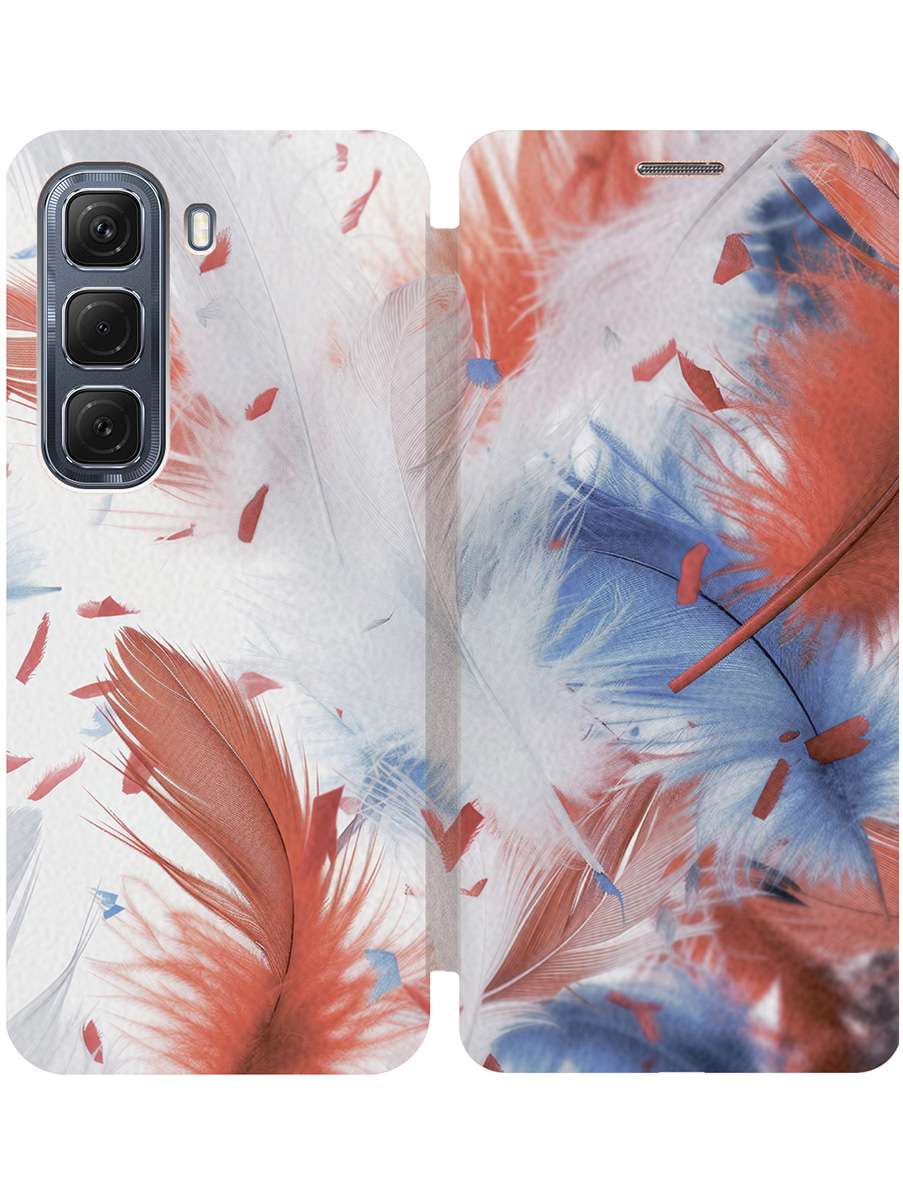 

Чехол-книжка на Infinix Hot 50 4G с принтом "Перья" золотой, Золотистый;белый;красный;синий, 786718751