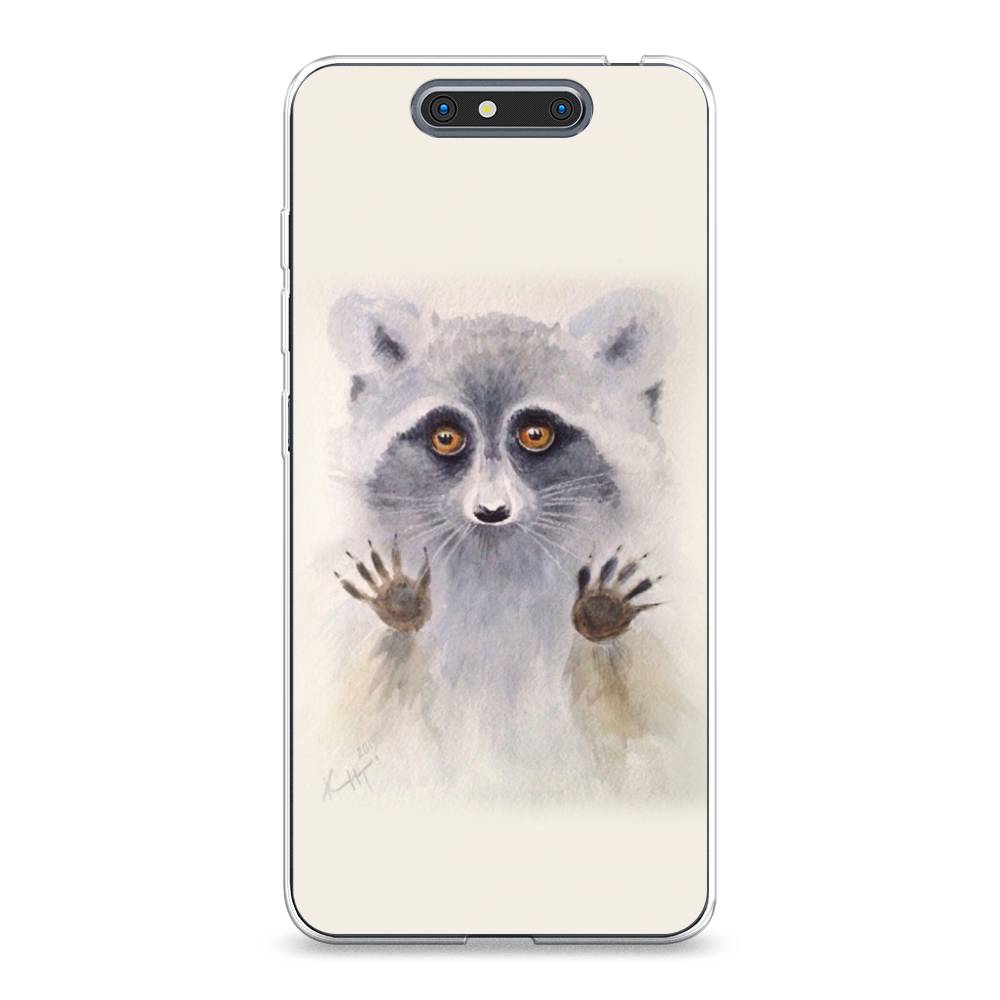 

Чехол на ZTE Blade V8 "Енот за стеклом", Бежевый;серый, 131250-4