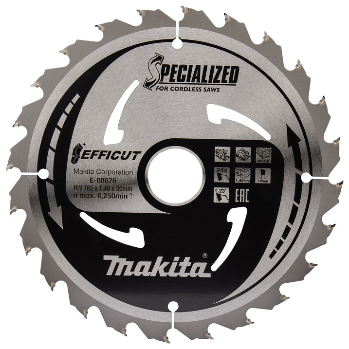 

Диск пильный 185 х 30 мм, 24 зуба, Makita EFFICUT, E-08676