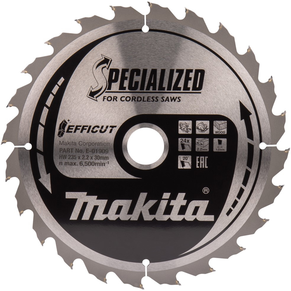 

Диск пильный 235 х 30 мм, 24 зуба, Makita EFFICUT, E-01909