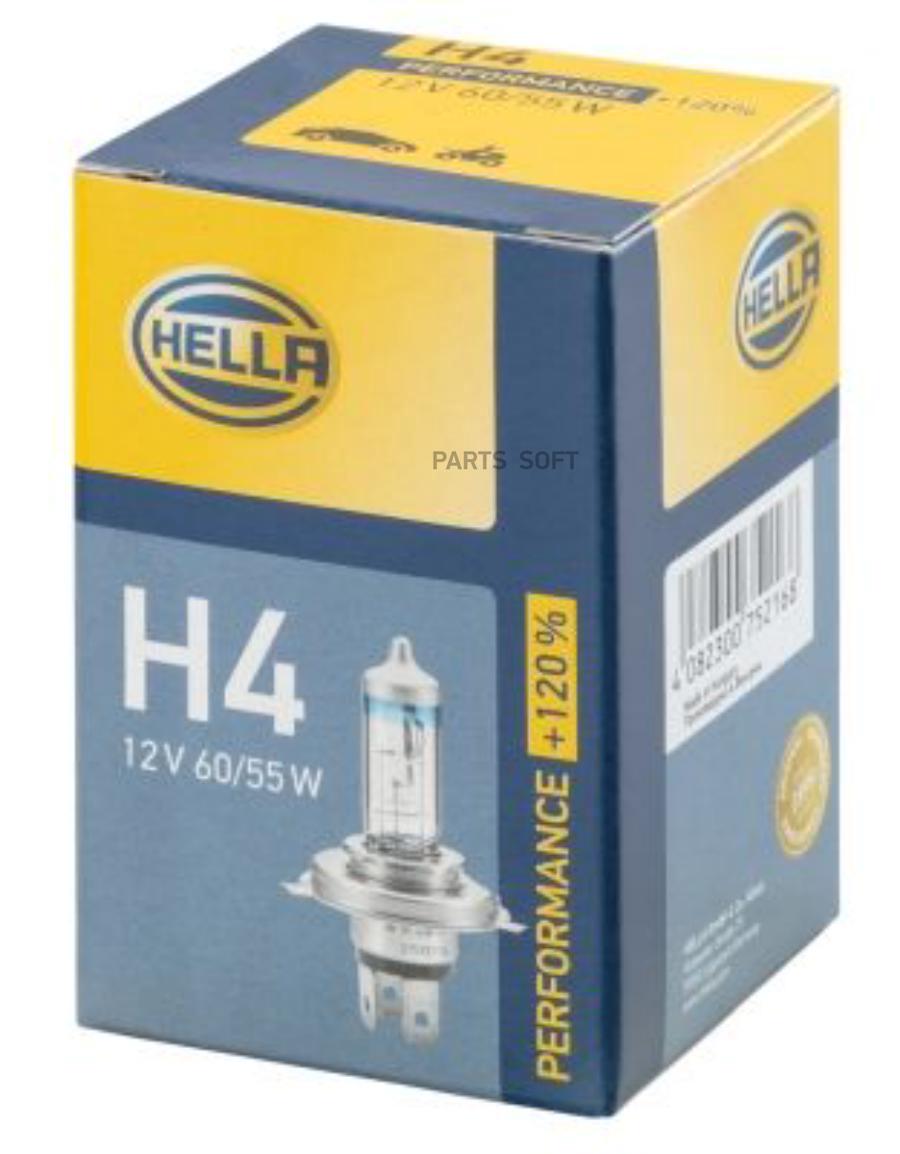

HELLA Лампа H4 12V 60/55W P43t +120%