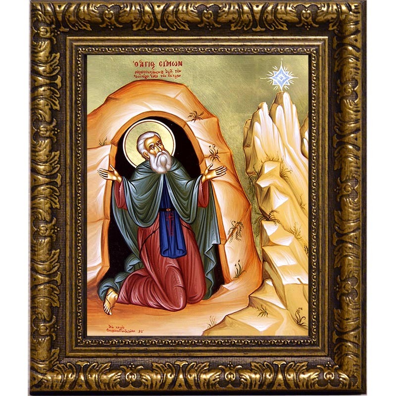 

Симон (Симеон) Мироточивый Преподобный Симонопетрский. Икона на холсте.
